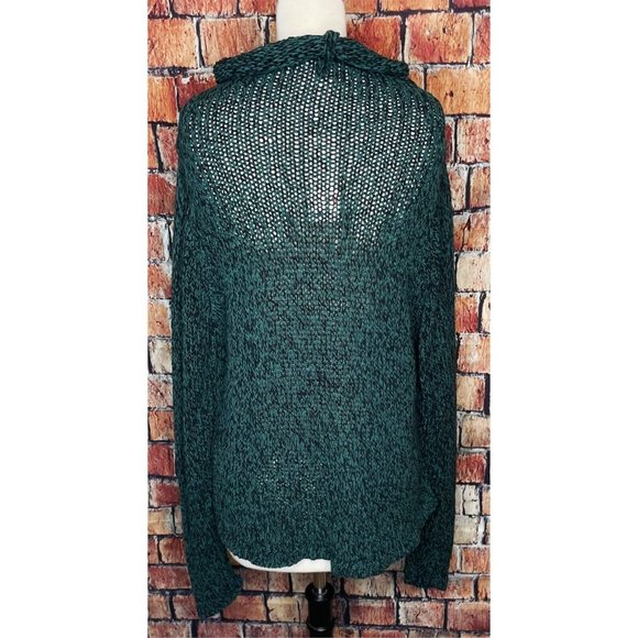 NWT Eileen Fisher Womens Marled Cotton Blend Green Sweater Funnel Neck Pullover - Picture 3 of 5